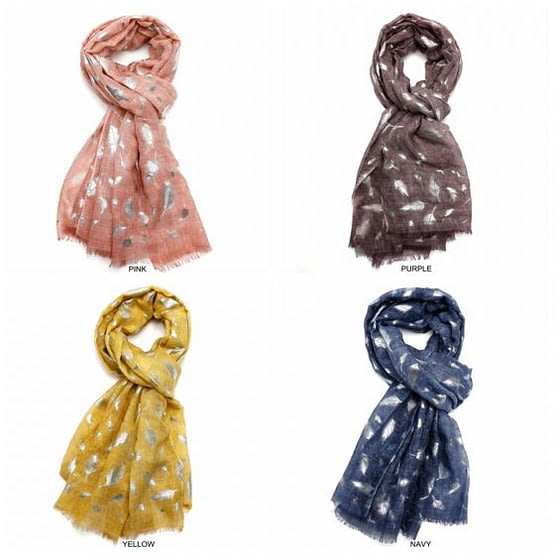 feather tie dye scarf in various colours